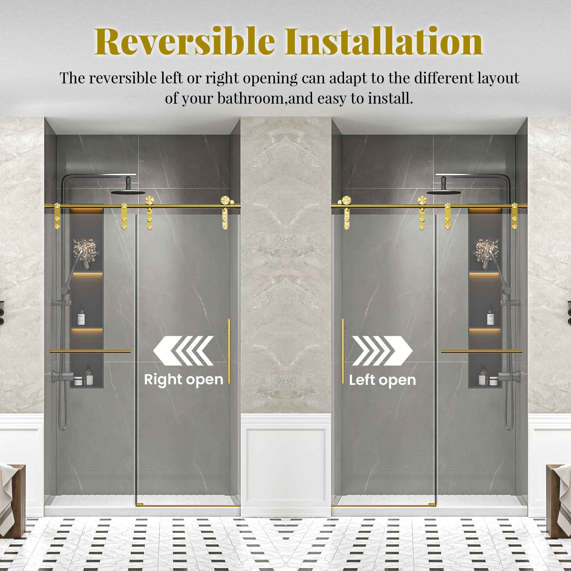 Frameless Single Sliding Shower Doors Without Soft-Close