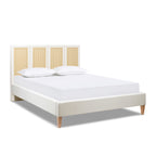 Toscana Queen Upholstered Cane Back Platform Bed, Antique