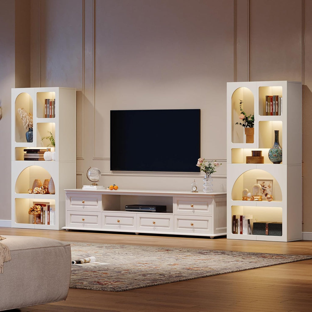 70.87” Tall White Geometric Arched 5-Shelf Art Display Bookcase
