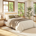 Haley Upholstered Cane-Back Platform Bed, Queen