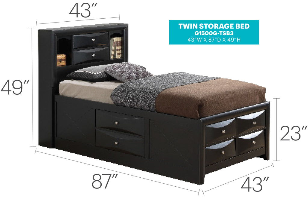 Modern Twin Storage Bed With Sleek Design