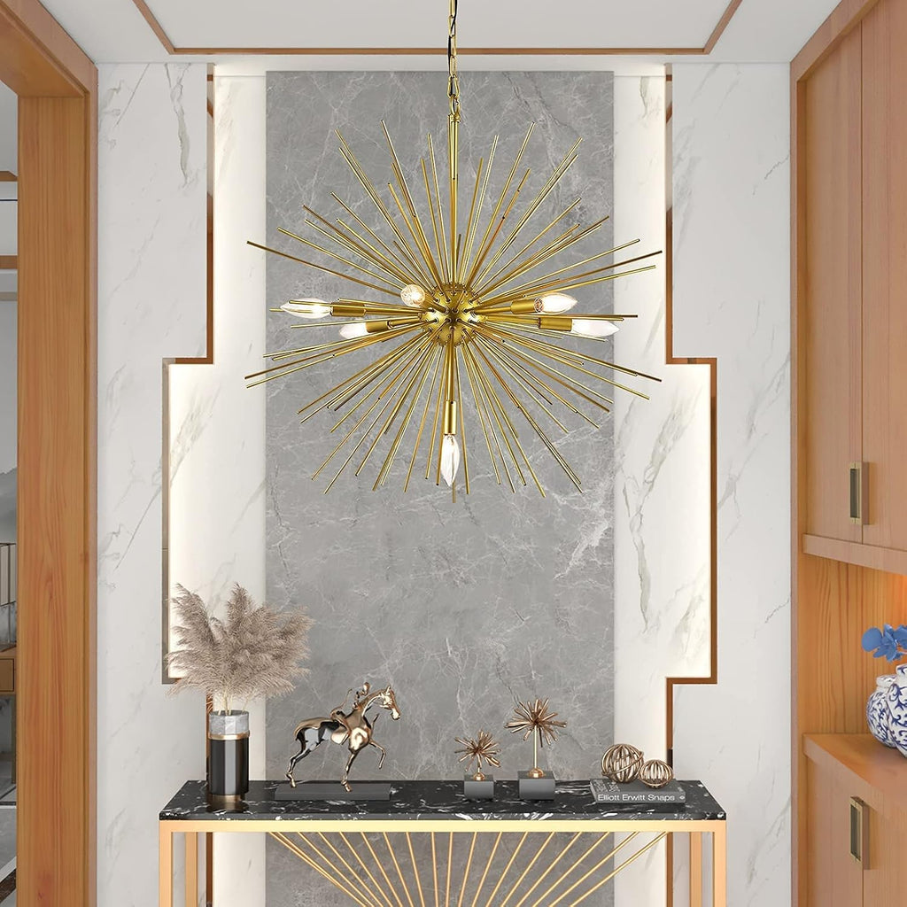 Gold Sputnik Chandelier, 7-Light Satellite Pendant, 25.6 Inch