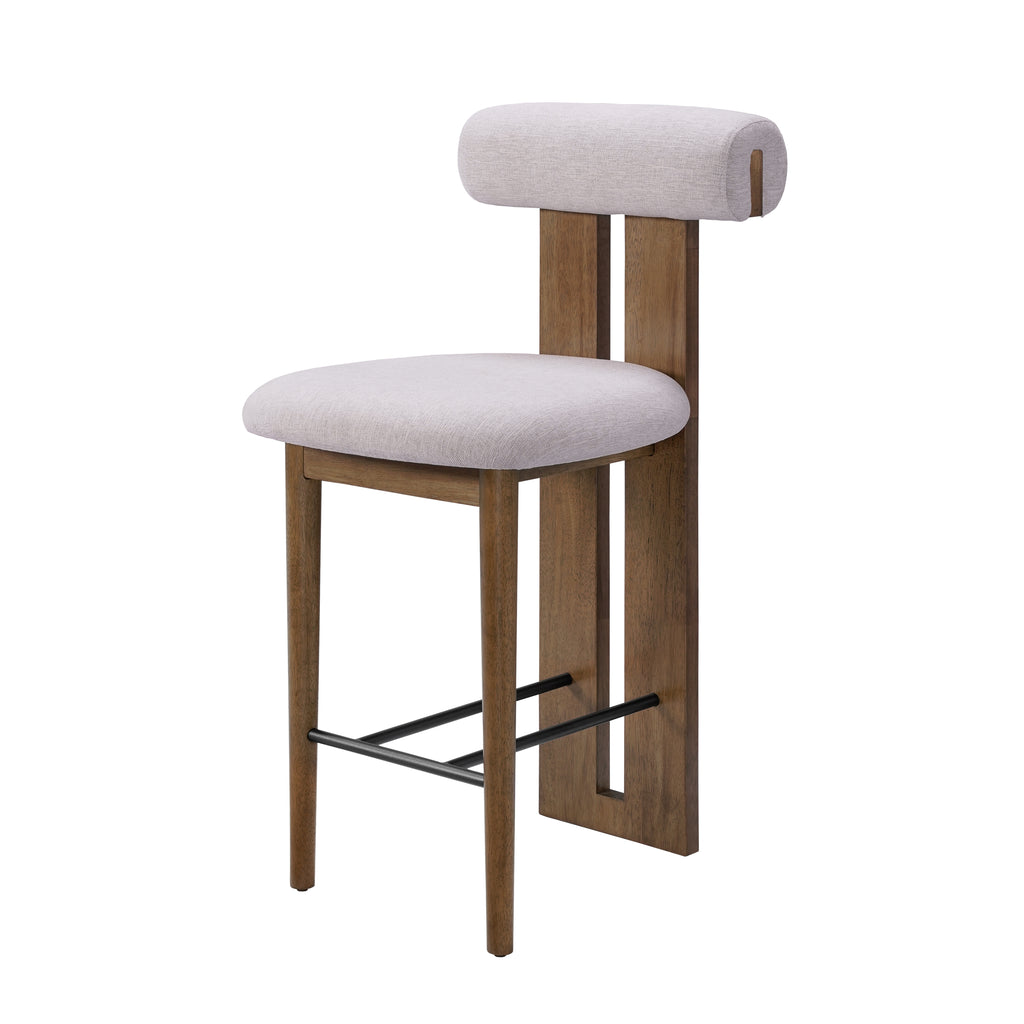 Renee Indoor Modern Split-Back Rubber Wood Counter Stool