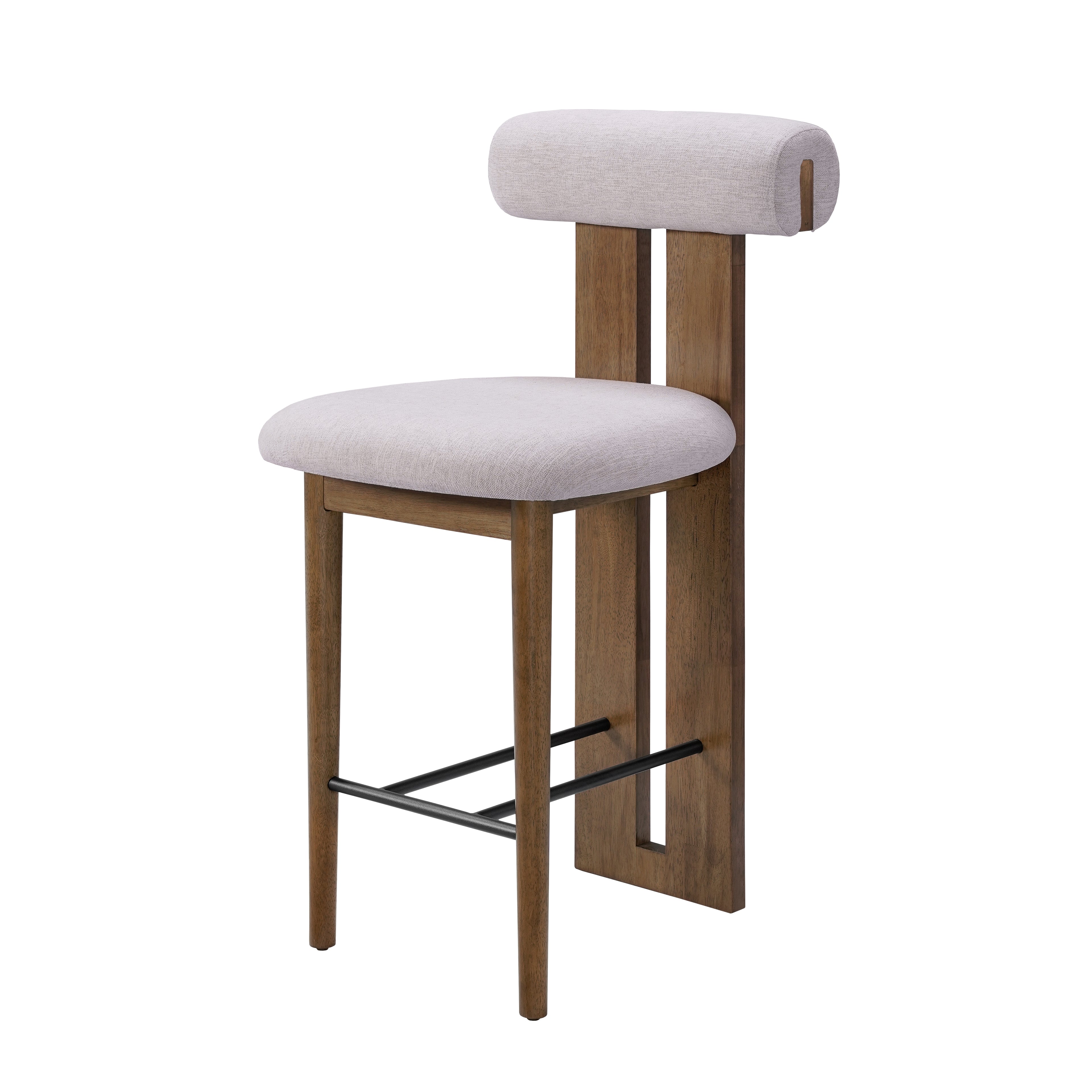 Renee Indoor Modern Split-Back Rubber Wood Counter Stool
