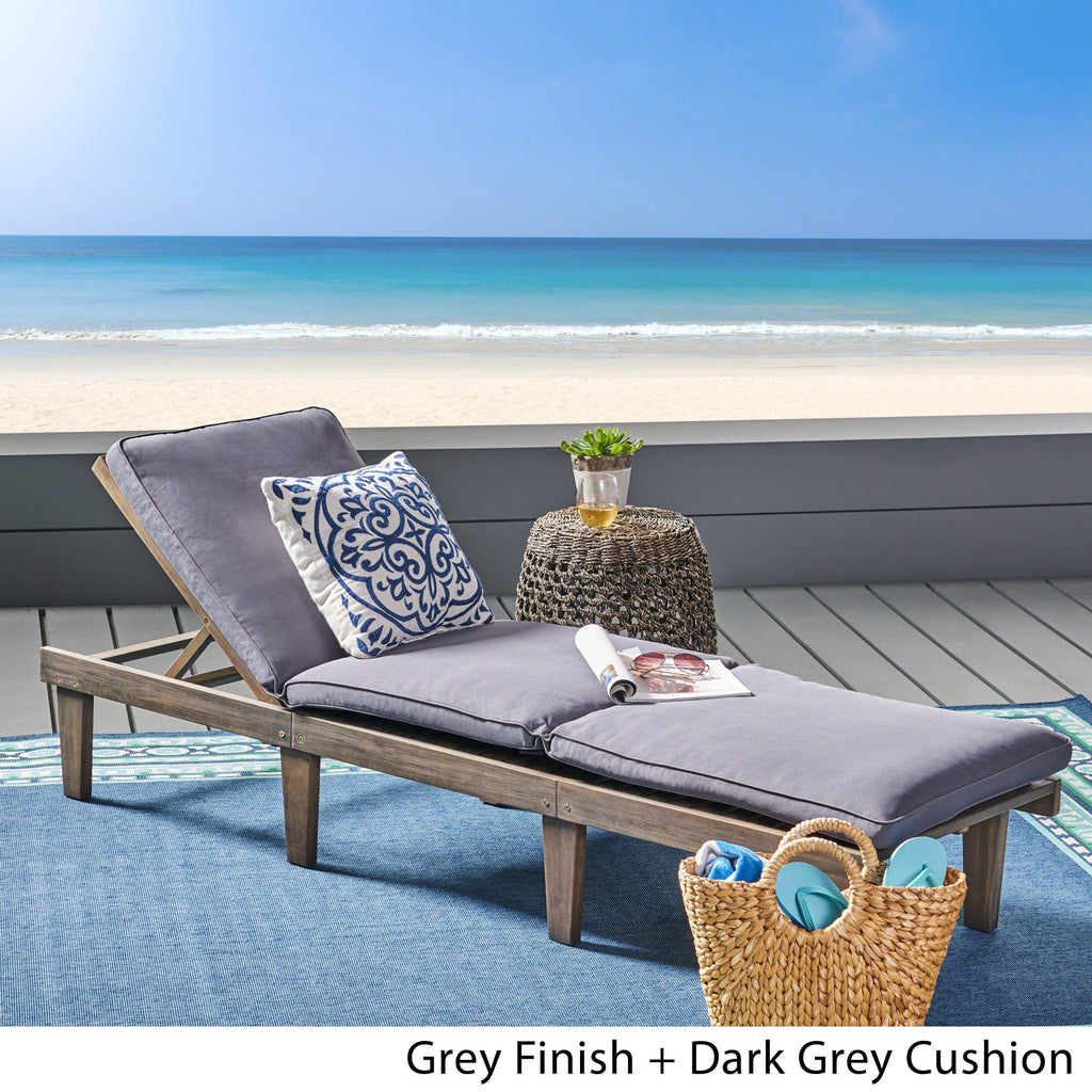 Ariana KD Wood Chaise Lounge With Cushion