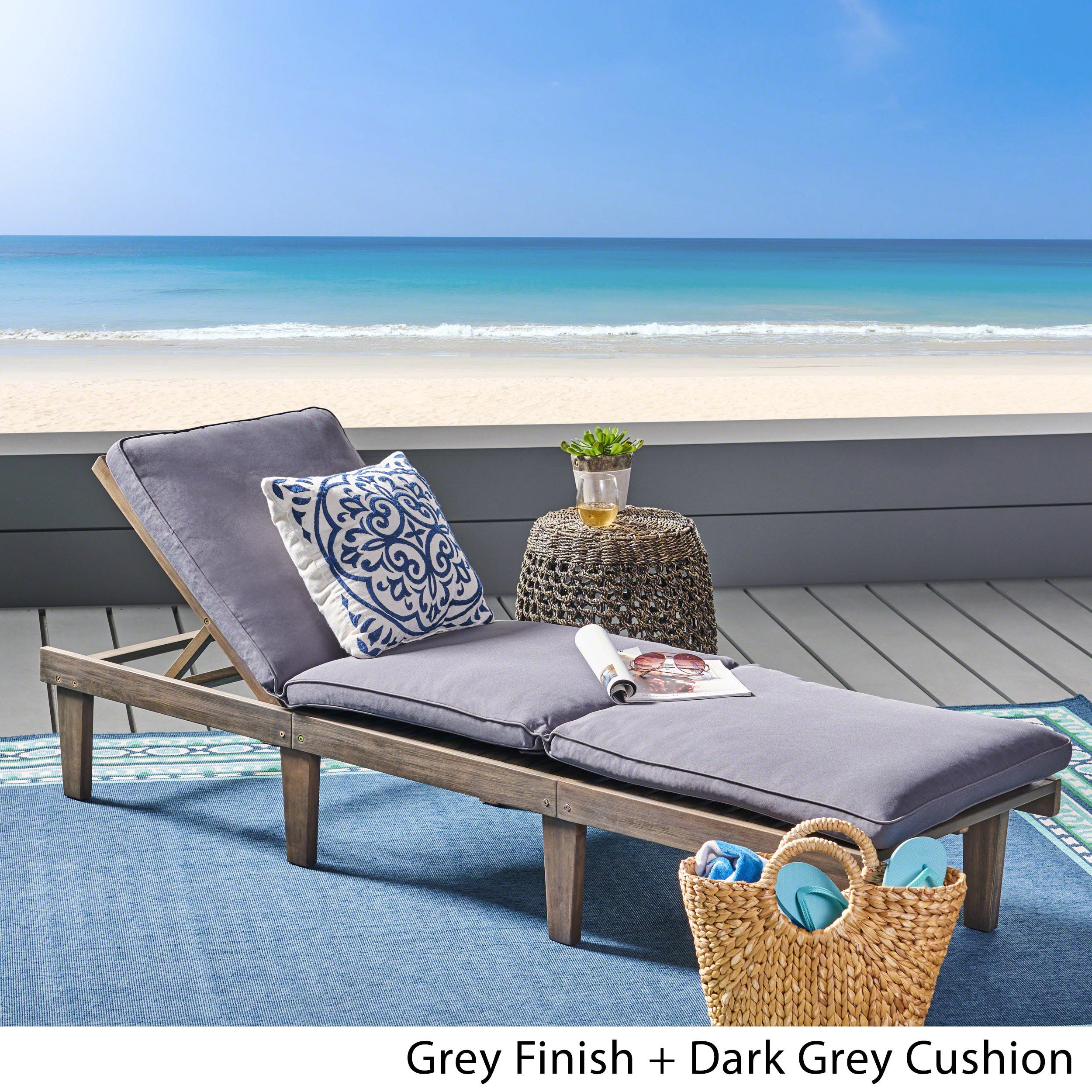 Ariana KD Wood Chaise Lounge With Cushion