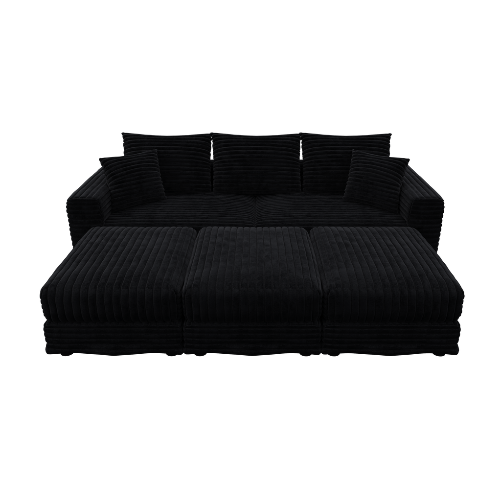 82.7" Plush Corduroy 3-Seat Sofa