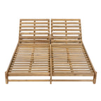 Light Teak Finish Acacia Wood Double Chaise Lounger