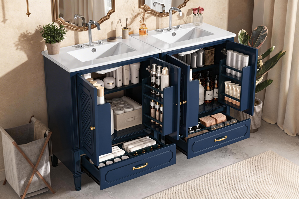 60" Bathroom Vanity with Double Sink Combo Set