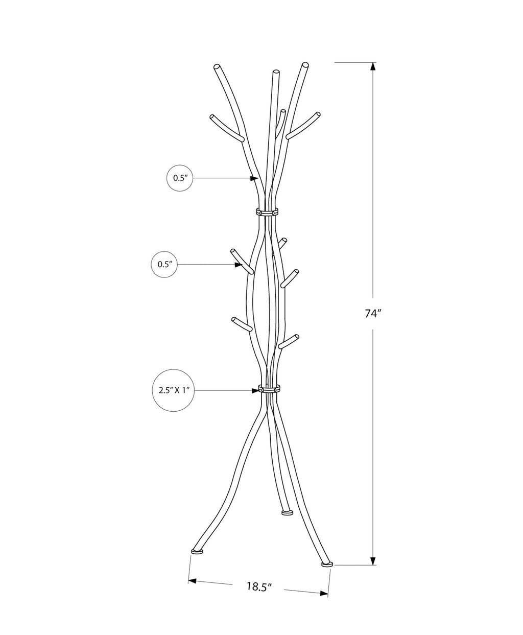 Freestanding Coat Rack with 11 Hooks