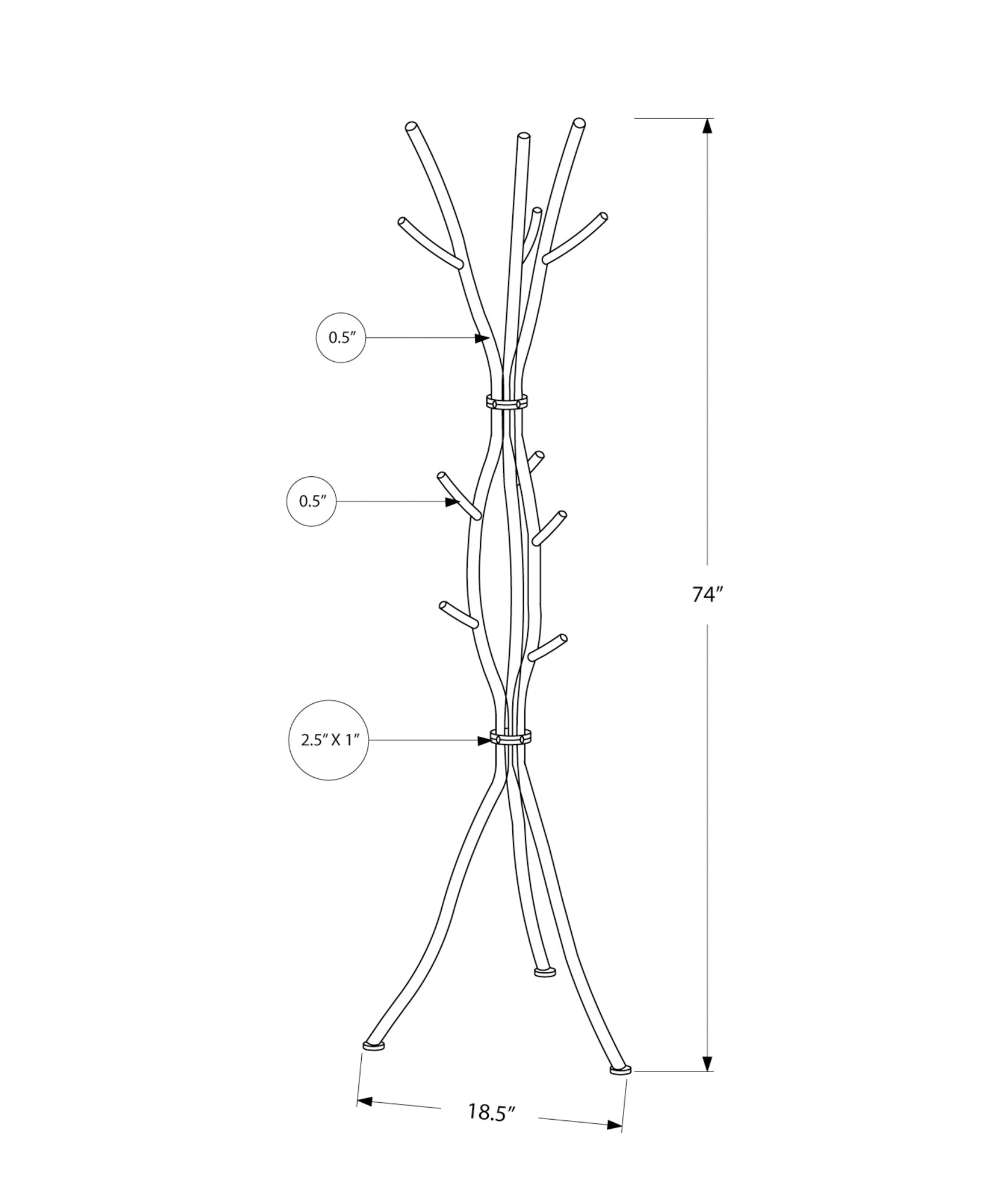 Freestanding Coat Rack with 11 Hooks