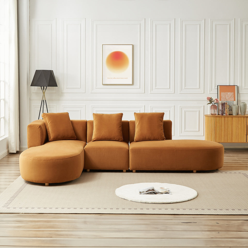 Orby Velvet Sectional Sofa - Left Facing