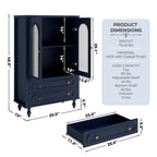 46.5" Glass Display Cabinet with Ribbed Glass Doors