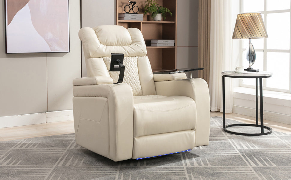 270 Degree Swivel PU Leather Power Recliner