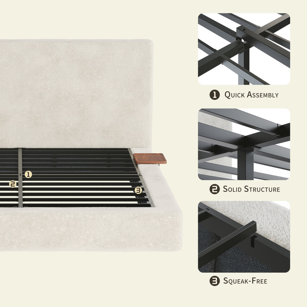 AirFrame Queen Bed Frame with Adjustable Sliding Side Table