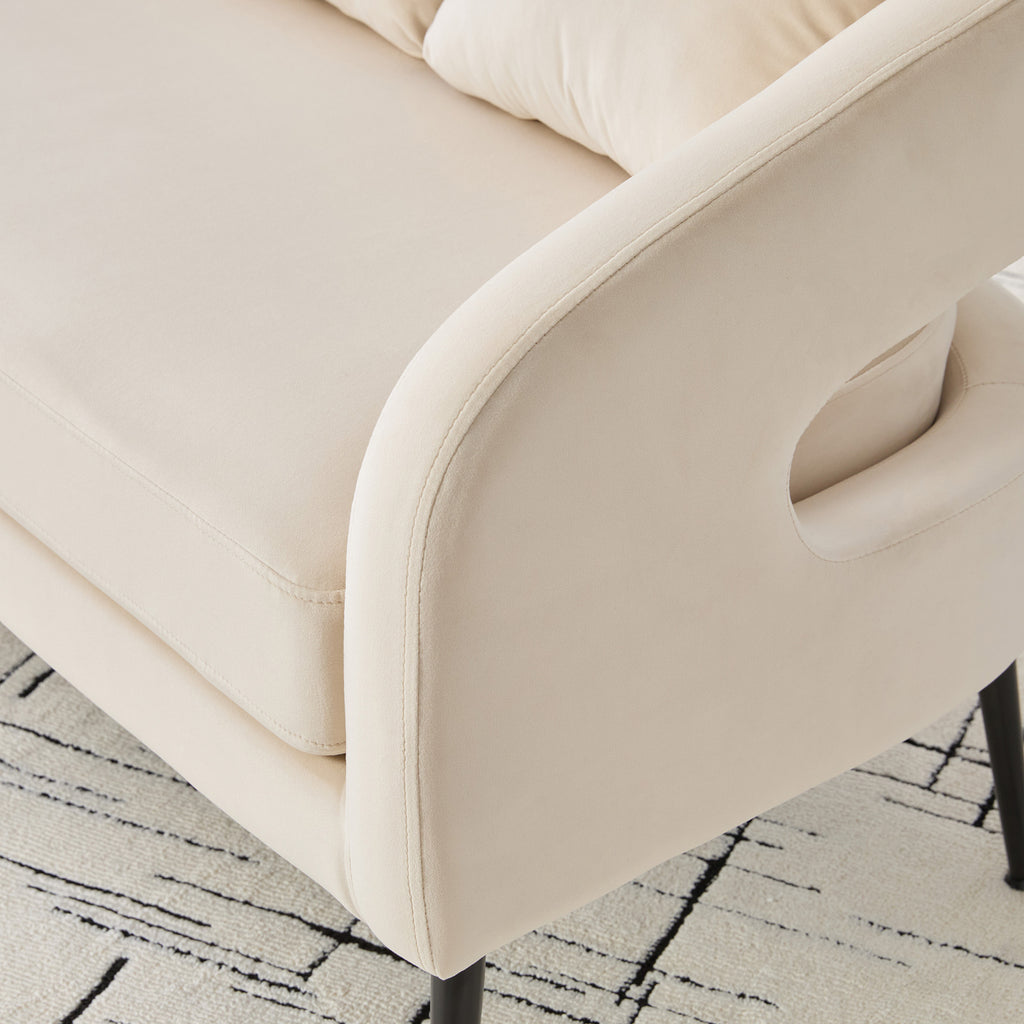 Modern Upholstered Velvet Loveseat Settee with 3 Pillows