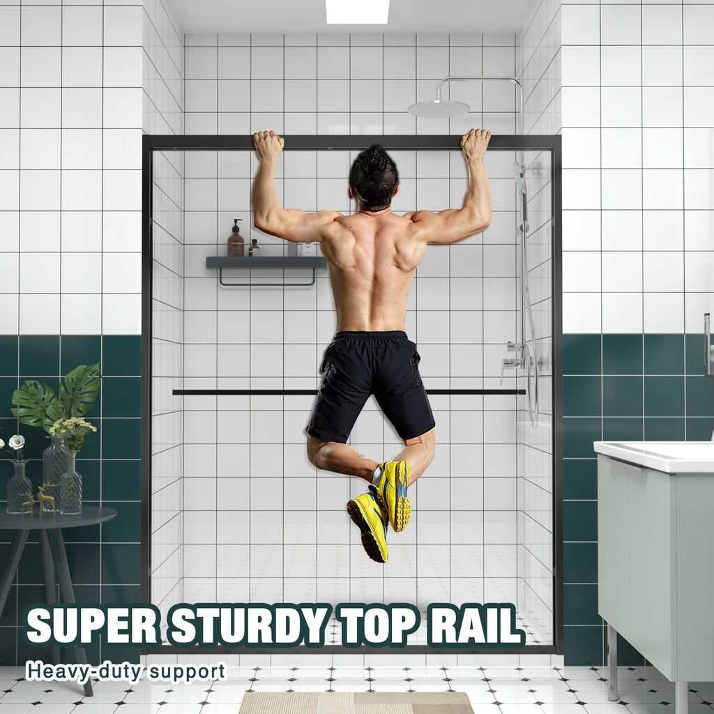 56-60"x74" Aluminum Frame Double Sliding Shower Door