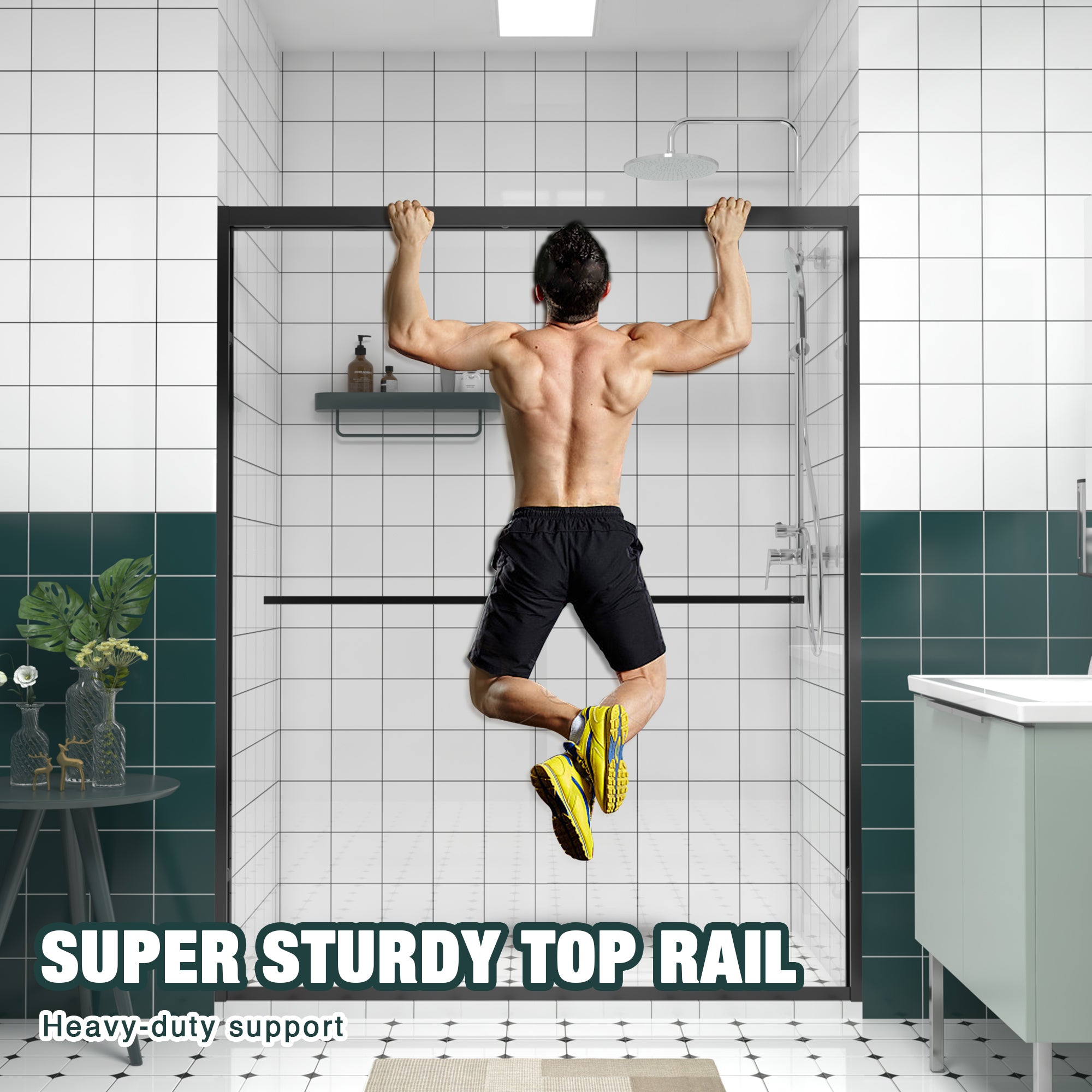 56-60"x74" Aluminum Frame Double Sliding Shower Door