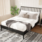 Solid Bamboo Wood Spindle Platform Queen Bed