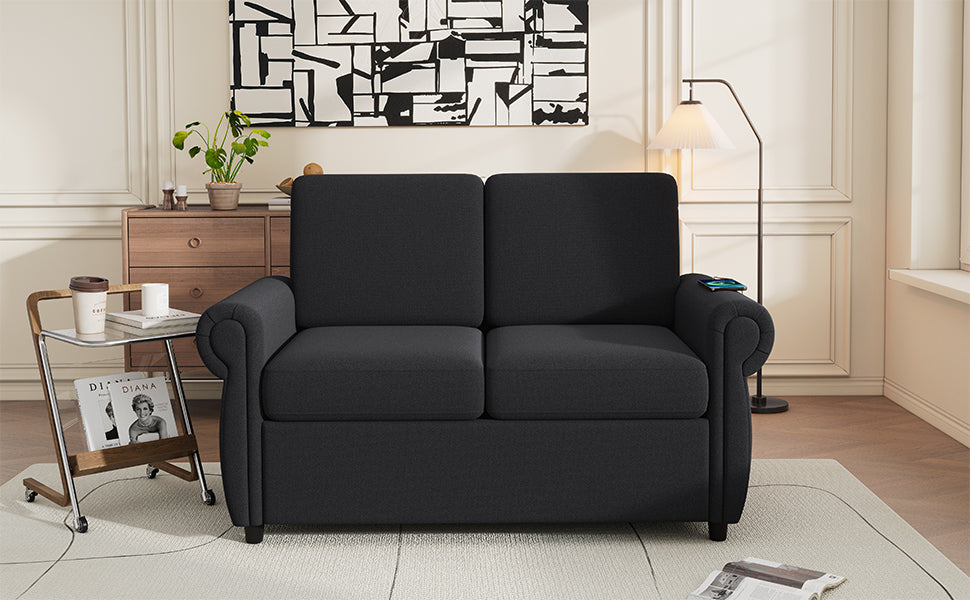 Orisfur Pull Out Sofa Bed Loveseat with Twin Size Memory Mattress