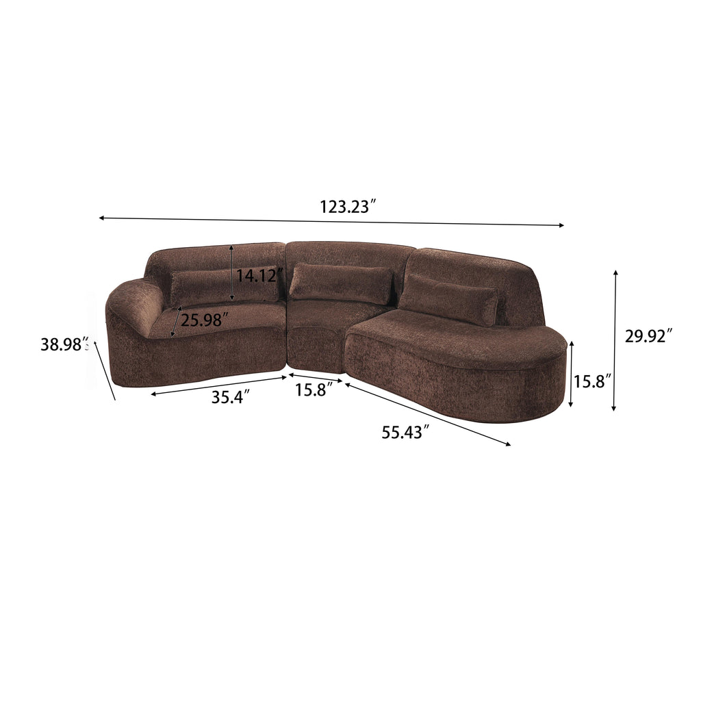 123" Modern Curved Sectional Sofa with Chaise Lounge