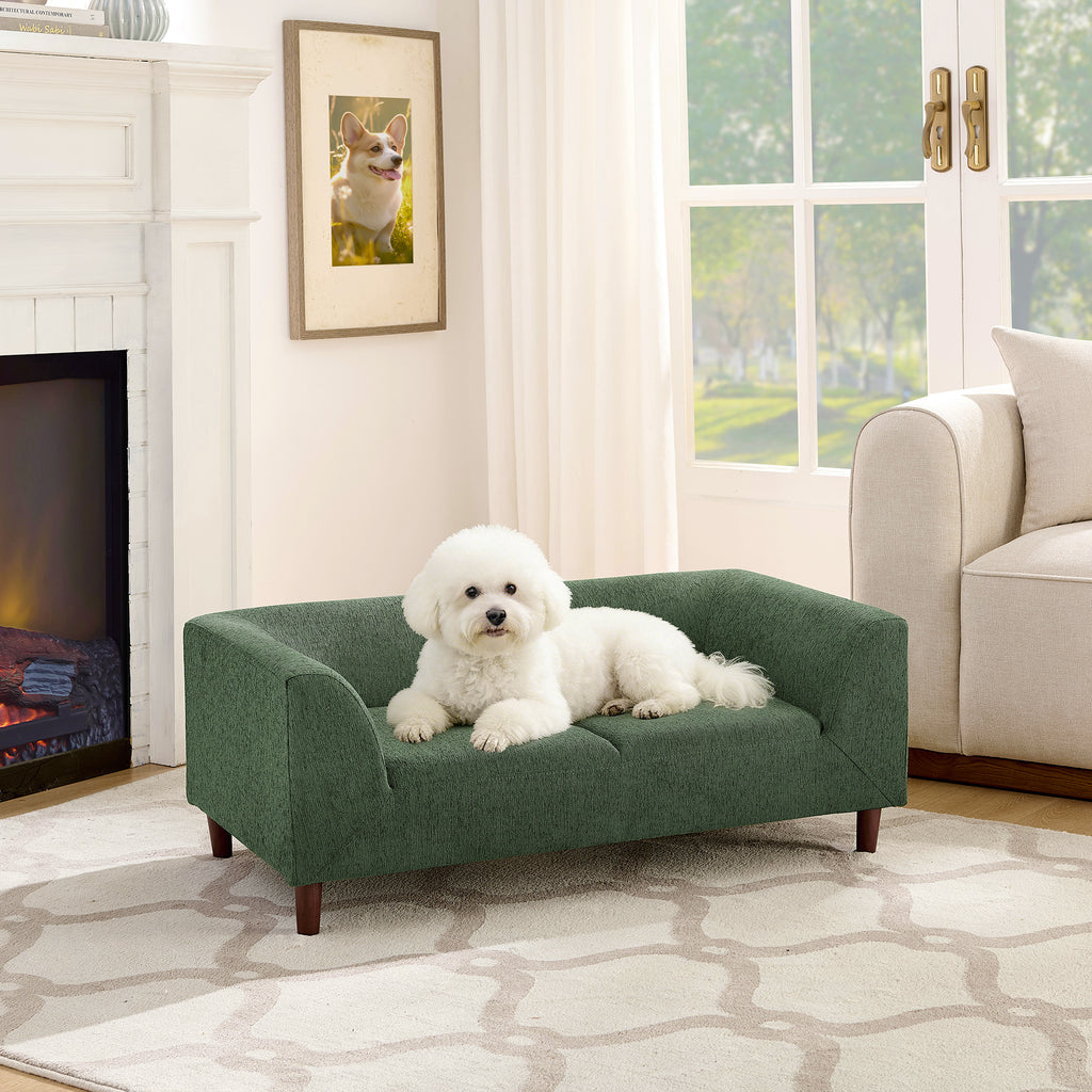 Modern Rectangular Pet Sofa with Backrest and Armrests
