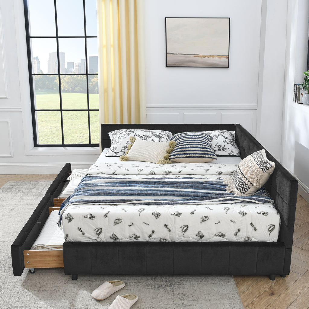 Queen Size Storage Upholstered Tufted Bed Frame