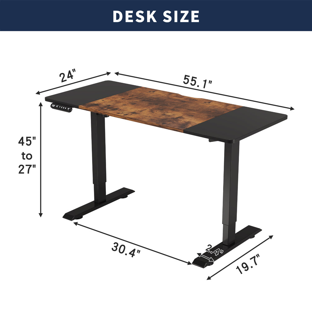 55"×24" Black & Rustic Standing Desk