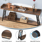 70.9" Extra Long Industrial Console Table, Rustic