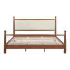 Solid Poplar & Plywood Bed Frame with Upholstered Headboard, King