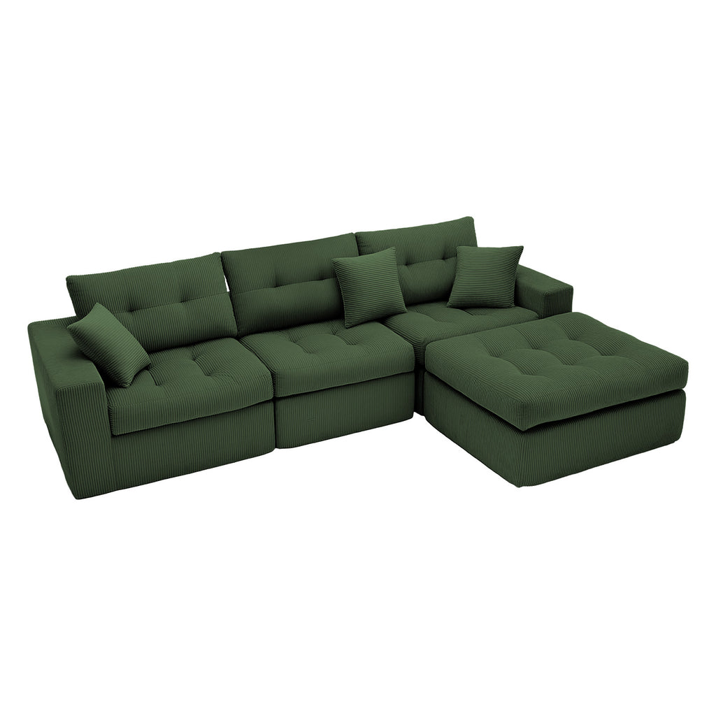 Corduroy Corner Chaise Compression Sofa Bed in Green