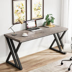 55” Modern Writing Desk with Z-Shaped Metal Legs
