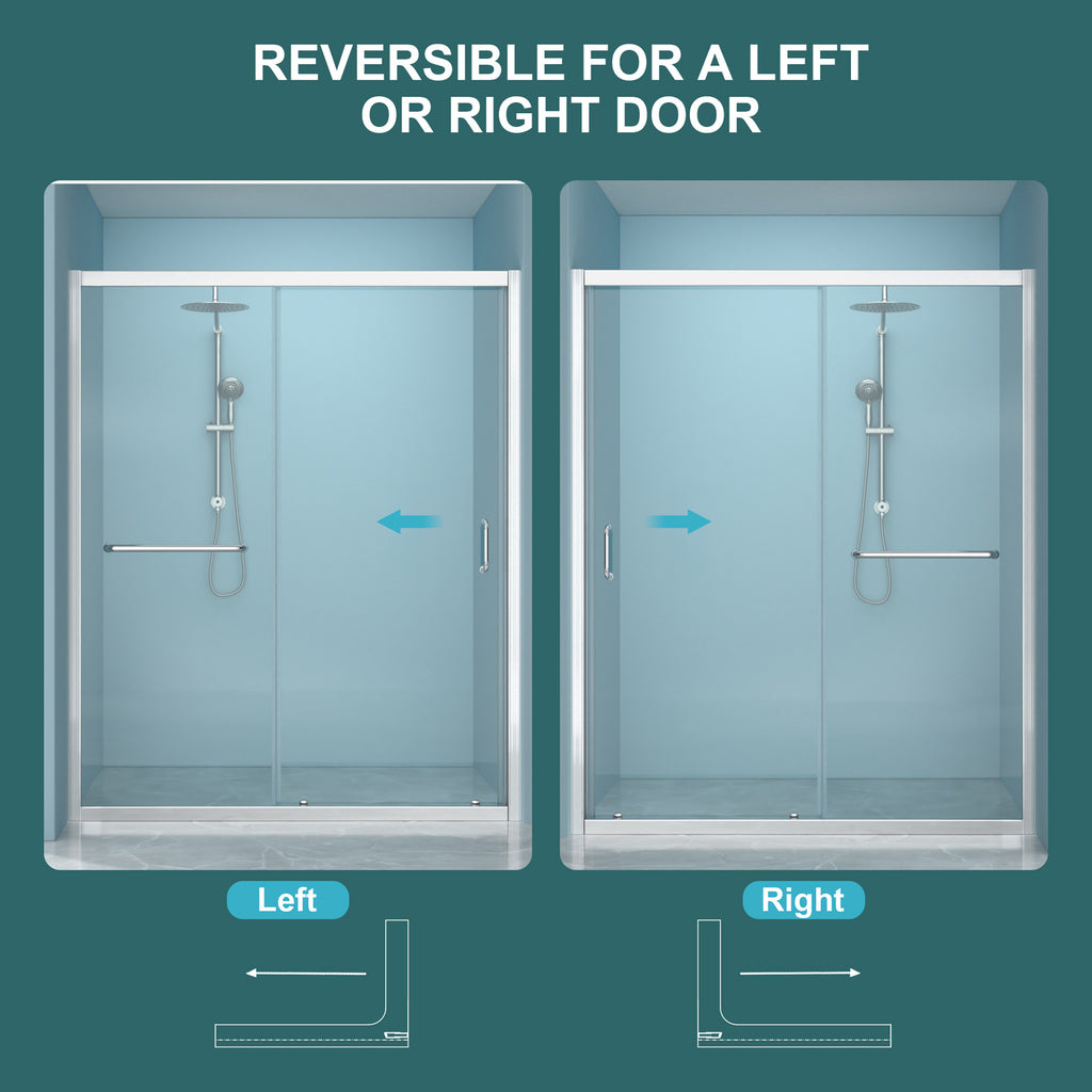 Shower Door 60" W x 72" H Single Sliding Bypass Shower Enclosure