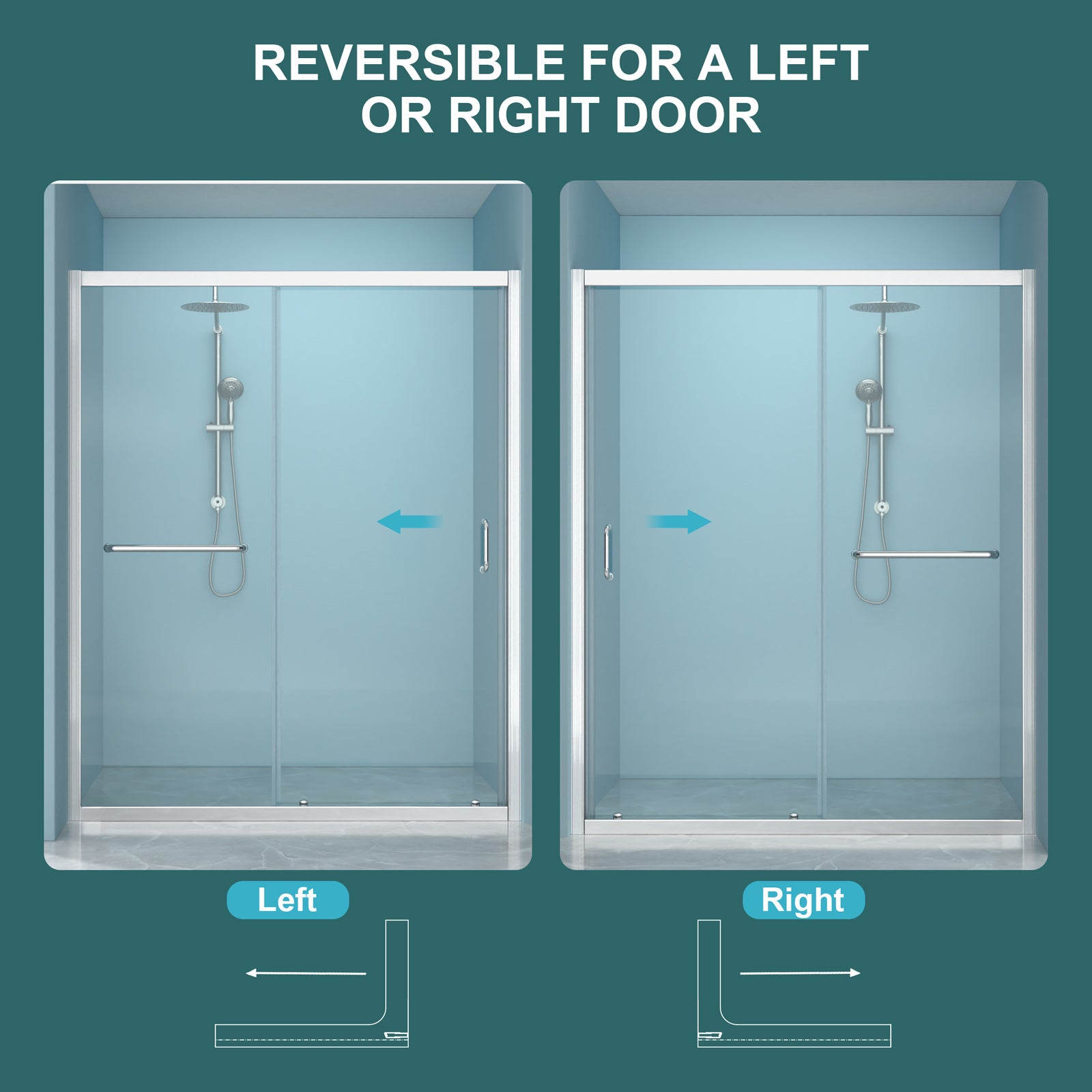 Shower Door 60" W x 72" H Single Sliding Bypass Shower Enclosure