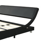 Faux Leather Upholstered Platform Bed Frame with LED Lighting