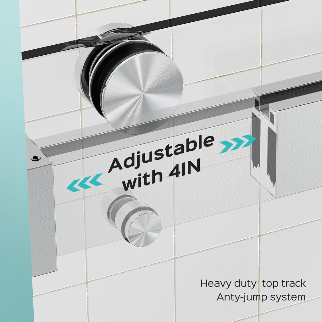 Frameless Double Sliding Shower Door in Brushed Nickel