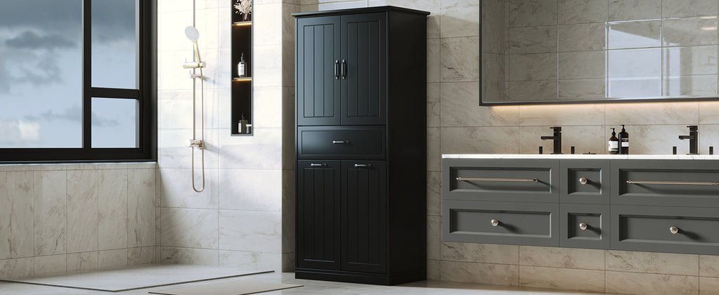 Bathroom Storage Cabinet with Two Laundry Baskets