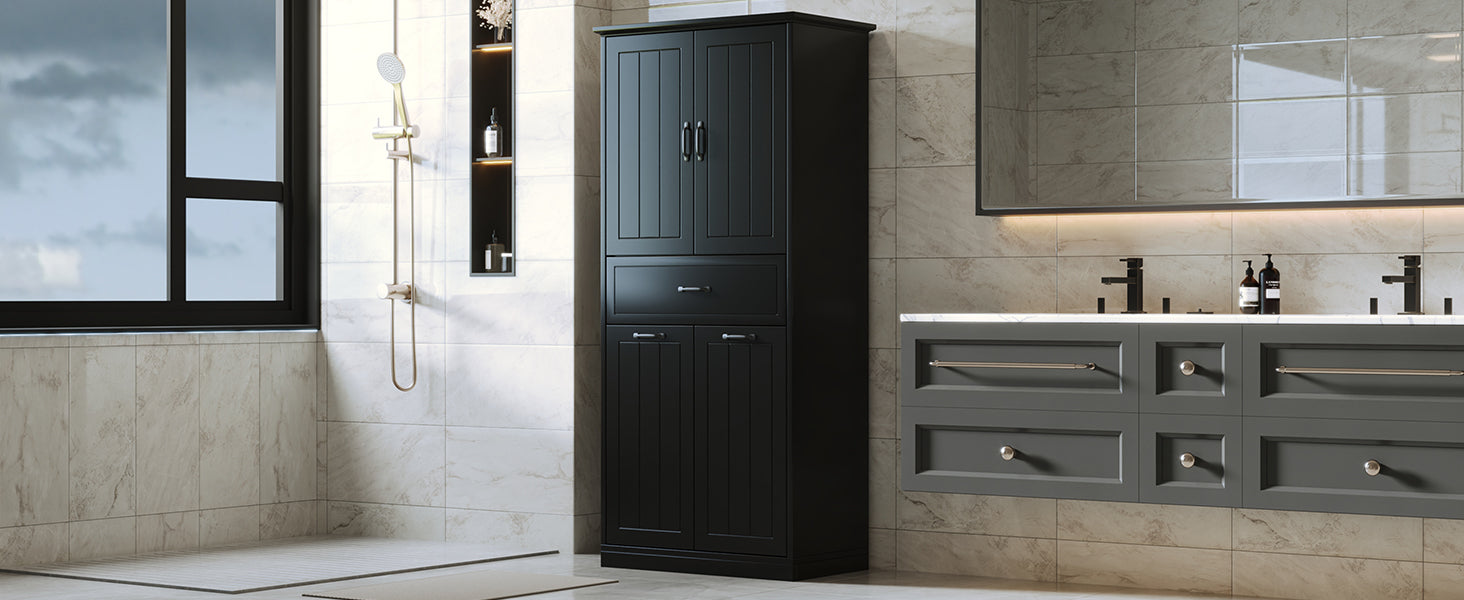 Bathroom Storage Cabinet with Two Laundry Baskets