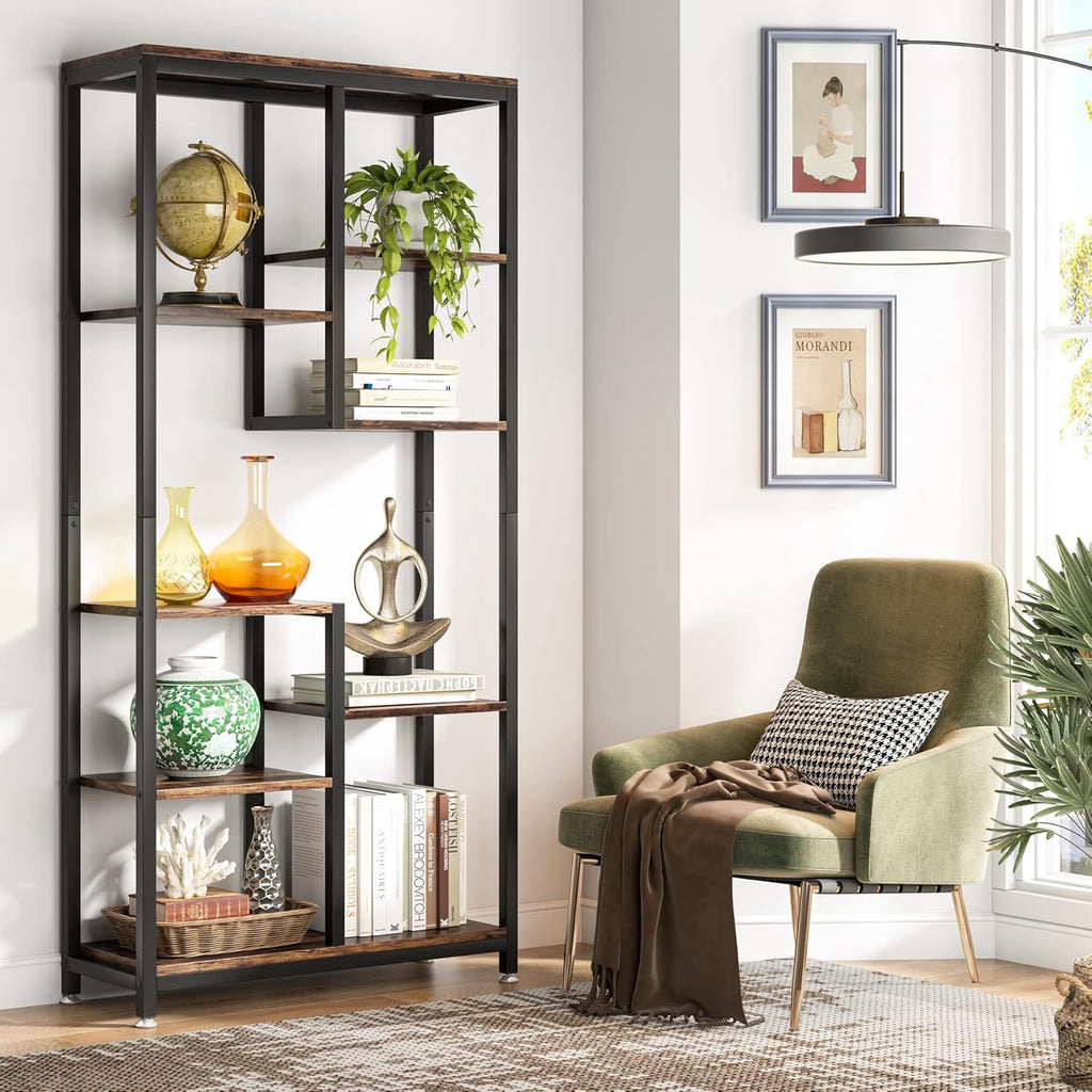 69.2" 6-Tier Rustic Brown Industrial Etagere Bookcase