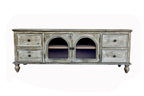 60" Farmhouse TV Stand with 4 Drawers & 2 Glass Doors