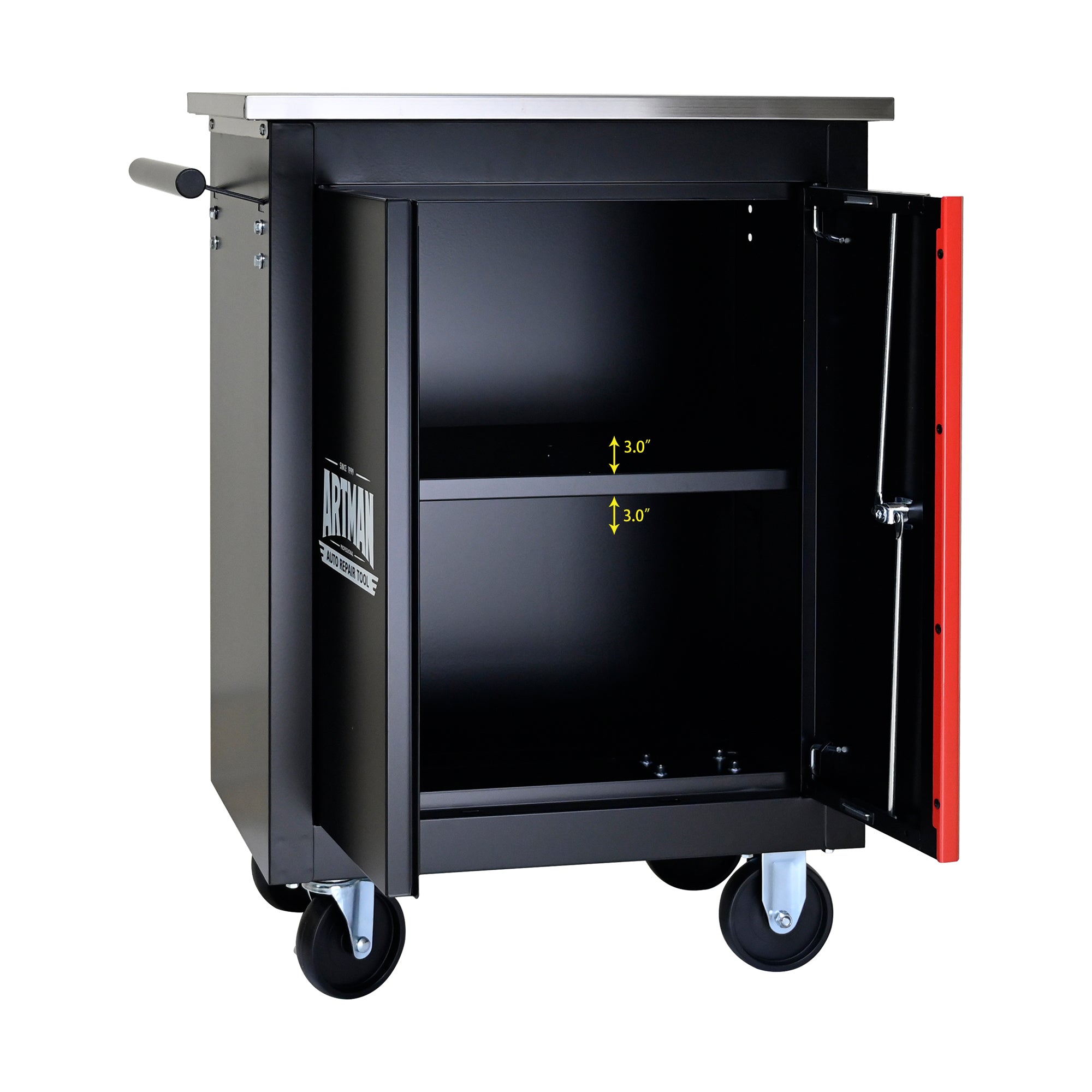 Double-Door Clapboard Multi-Function Tool Cart - Black & Red