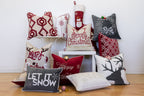 Let It Snow Embroidered Cotton Throw Pillow