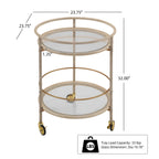 Round Bar Cart with Tempered Glass Shelves