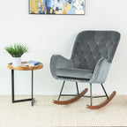 Hannah Mid Century Modern Rocking Chair In Dark Grey