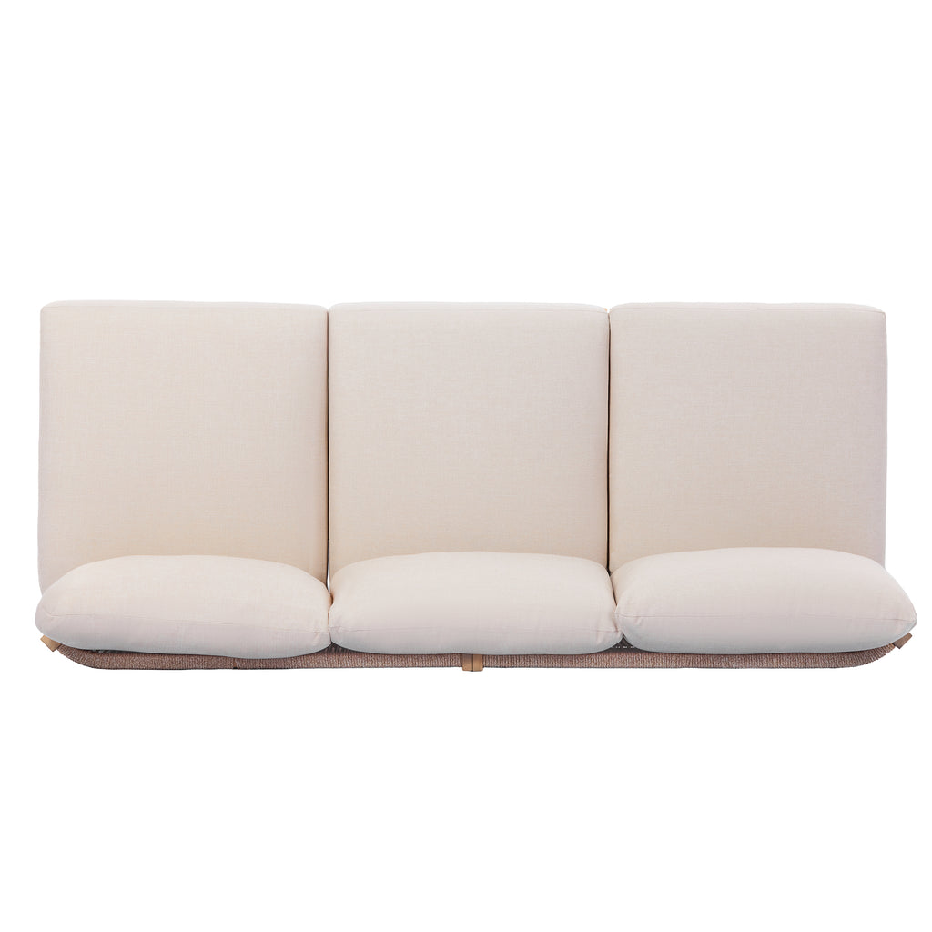 73.23" Outdoor Acacia Wood Frame Three-Seater Sofa