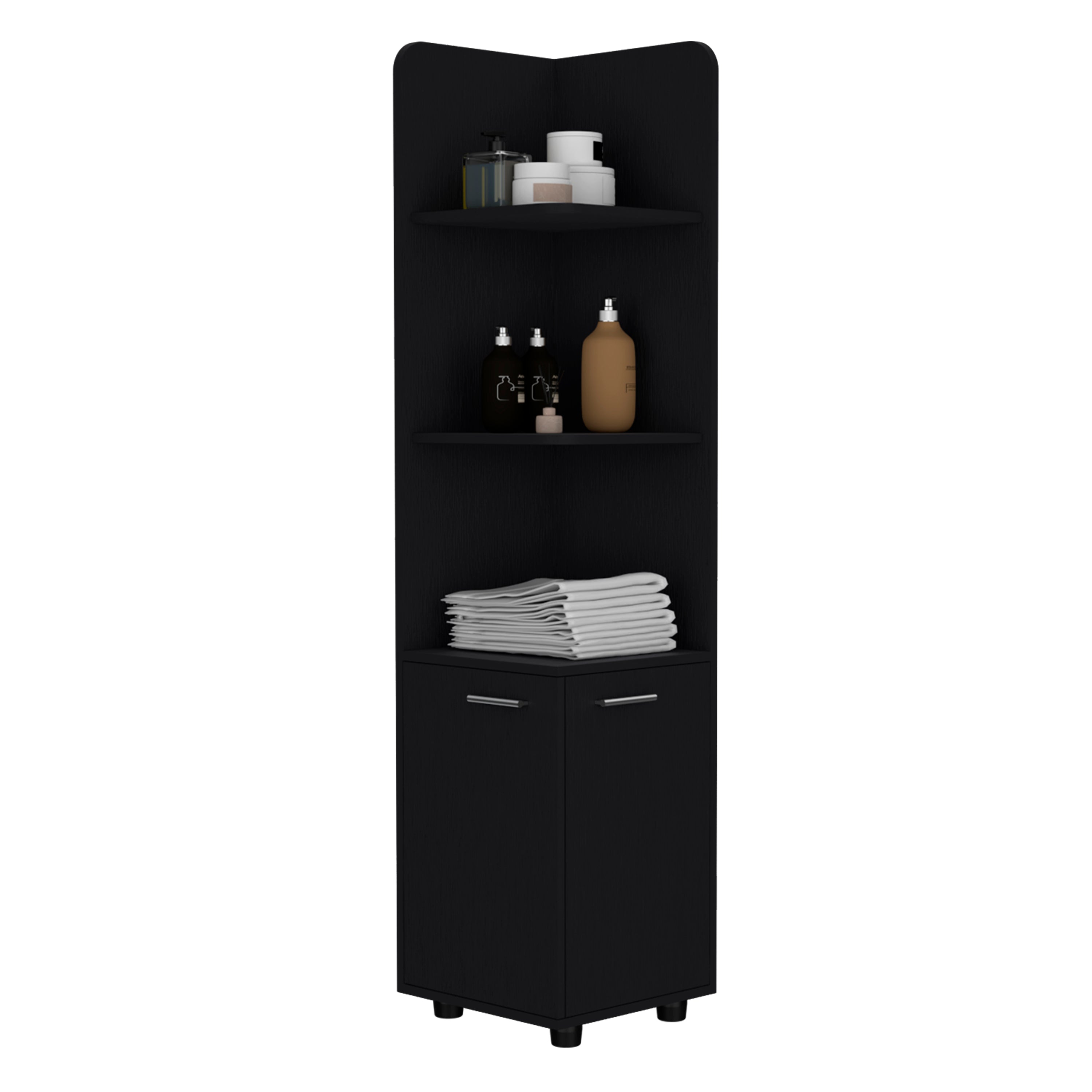 Corner Cabinet 62" Tall with 3-Tier Shelf and 2-Door