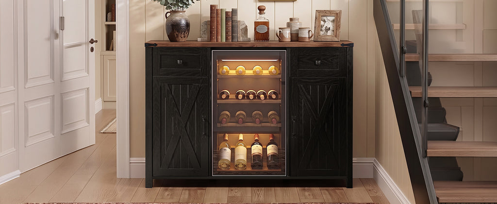 K&K 53.2" Farmhouse Fridge Cabinet