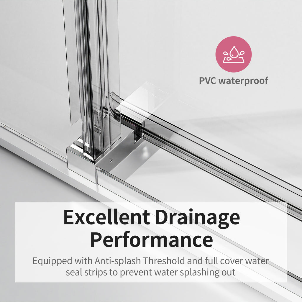Frameless Single Sliding Soft-Close Shower Doors 68-72" W