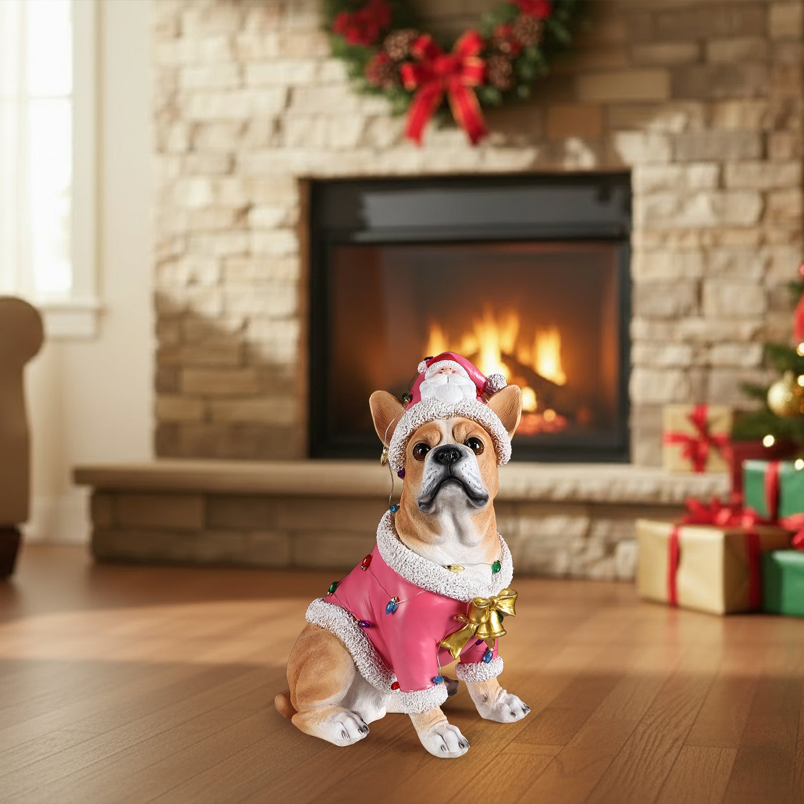 Christmas French Bulldog Statue