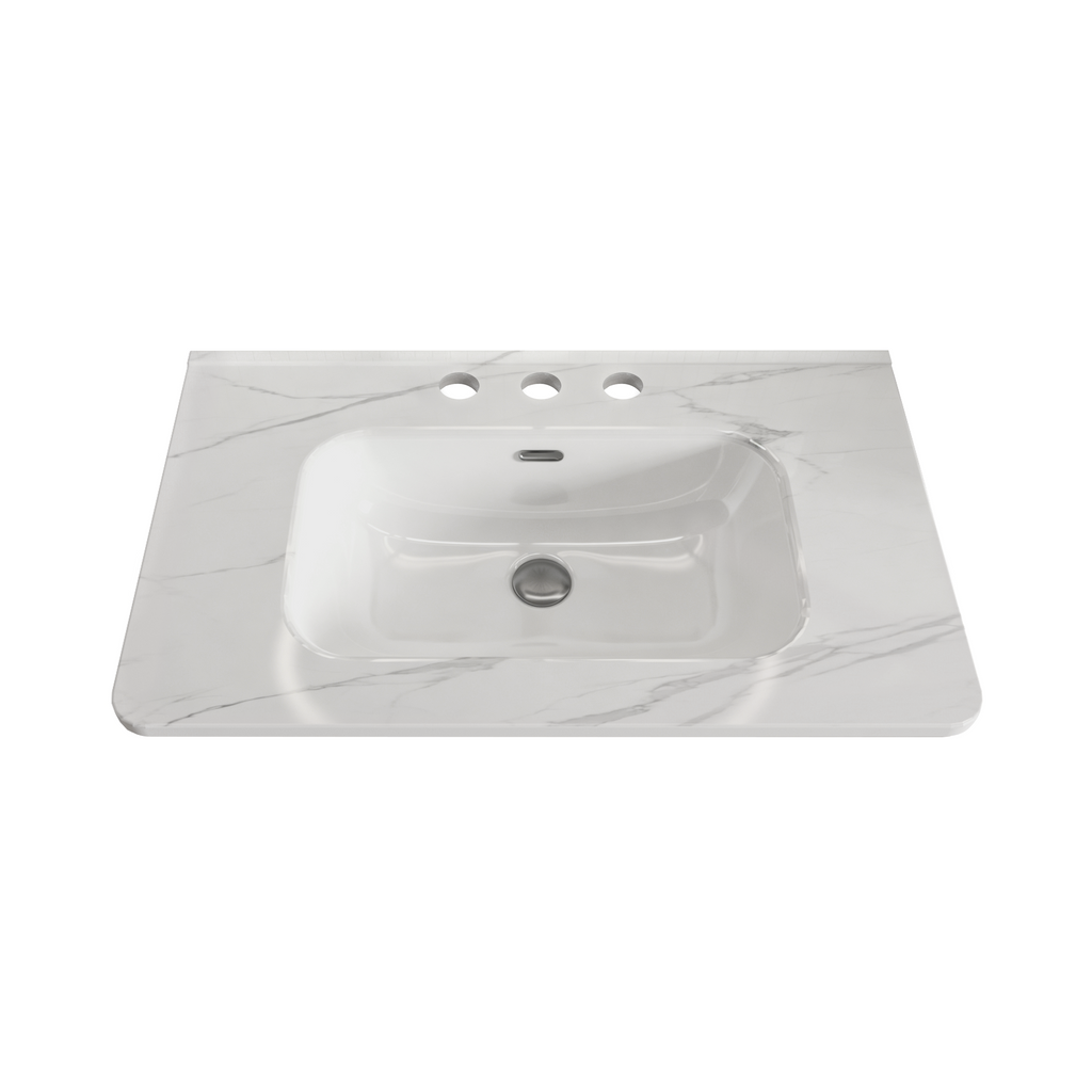 Integrated Carrara White Ceramic Basin, 29.94-Inch